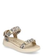 Line Suede Flate Sandaler Beige WODEN