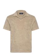 Mineral-Dyed Terry Polo Shirt Tops Polos Short-sleeved Beige Polo Ralp...