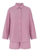 Stripel Shirt+Shorts Pyjamas Pink Becksöndergaard
