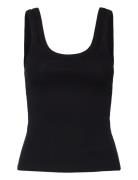 Rib Fitted Tank Top Tops T-shirts & Tops Sleeveless Black Monki