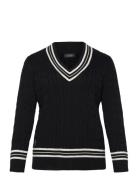 Cable-Knit Cotton Cricket Sweater Tops Knitwear Jumpers Black Lauren W...