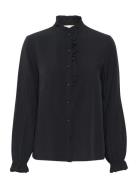 Crvenea Shirt Tops Shirts Long-sleeved Black Cream