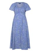 Daniella Faron Drape V Nk Midi Dresses Knitted Dresses Blue French Con...
