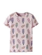 Nmfvemma Aop Ss Slim Top Tops T-shirts Short-sleeved Pink Name It