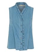 Curenny Sleeveless Shirt Tops Blouses Sleeveless Blue Culture