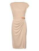 Buckle-Trim Jersey Boatneck Dress Dresses Evening Dresses Beige Lauren...