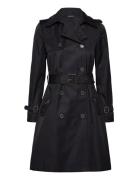Double-Breasted Cotton-Blend Trench Coat Trench Coat Kåpe Navy Lauren ...
