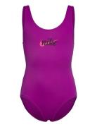 Nike Signature Swoosh U Back Piece Badedrakt Badetøy Purple NIKE SWIM