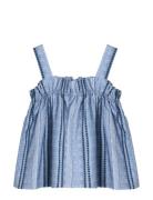 Amie Ruffle Top Tops T-shirts Sleeveless Blue Fliink