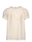 Blouse Ss Woven Tops Blouses & Tunics Cream Huttelihut