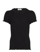 Rkbalta Ss Regular Lace T-Shirt Tops T-shirts Short-sleeved Black Rose...