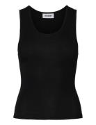 Smooth Fitted Tank Top Tops T-shirts & Tops Sleeveless Black Weekday