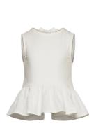 T-Shirt - Peplum Tops Blouses & Tunics White Mango
