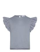 English-Embroidered Cotton T-Shirt Tops T-shirts Short-sleeved Blue Ma...