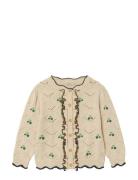 Mela Flower Cardigan Tops Knitwear Cardigans Beige Fliink