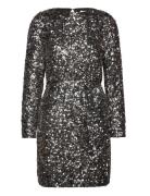 Slfcolyn Ls Short Sequins Dress B Kort Kjole Silver Selected Femme