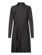 Slfalana Ls Short Satin Dress B Knelang Kjole Black Selected Femme
