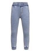 Joggers Med Denim-Look Bottoms Sweatpants Blue Lindex