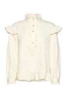 Reno Ruby Ruffle Blouse Tops Blouses Long-sleeved Cream Noella