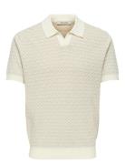 Onstheo Reg Ss Split Polo Knit Cs Tops Polos Short-sleeved Cream ONLY ...