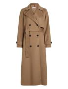 Over D Df Wool Blend Trench Ullfrakk Frakk Brown Tommy Hilfiger