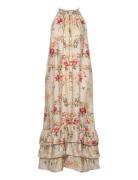 Viscose Halterneck Dress Knelang Kjole Pink By Ti Mo
