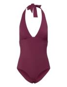 Sculpt - 1 Piece Unwired Swimsuit Badedrakt Badetøy Burgundy Etam