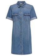 Onllisa S/S Dnm Dress Gua Noos Knelang Kjole Blue ONLY