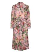 Dotted Georgette Kaftan Knelang Kjole Pink By Ti Mo