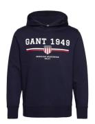 Graphic Hoodie Tops Sweat-shirts & Hoodies Hoodies Navy GANT