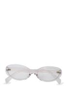 Slim Oval Tinted Sunglasses Solbriller White Monki