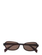 Thin Oval Frame Sunglasses Solbriller Black Weekday