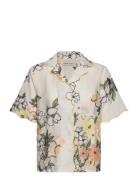 2133 Tencel, Scalloped Short Sleeve Tops Shirts Short-sleeved White ST...
