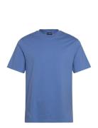 Monogram Embroidery Regular Tee Tops T-shirts Short-sleeved Blue HAN K...