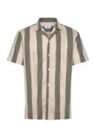 Striped Linen/Cotton Shirt S/Sstriped Linen/Cotton Shirt S/S Tops Shir...