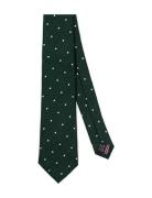 Green White Dots Silk Linen Slips Green AN IVY