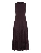 Combined-Fabric Long Dress Knelang Kjole Brown Mango