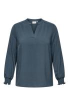 Carmetta Life V-Neck Ls Top Wvn Noos Tops T-shirts & Tops Long-sleeved...