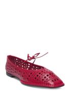 Sway Slit Leather Ballet Flats Ballerinasko Ballerinaer Red ALOHAS
