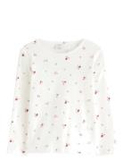 Top Ls Pointelle Aop Tops T-shirts Long-sleeved T-shirts White Lindex