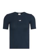 A- Modal Rib Tee Tops T-shirts & Tops Short-sleeved Navy Calvin Klein ...