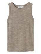 Nmmwang Wool Needle Tank Top Tops T-shirts Sleeveless Beige Name It