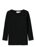 Nmnwax Wool Rib Ls Top Noos Tops T-shirts Long-sleeved T-shirts Black ...