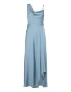 Asymmetrical Creased-Effect Dress Knelang Kjole Blue Mango