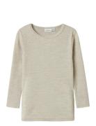Nmnwax Wool Rib Ls Top Noos Tops T-shirts Long-sleeved T-shirts Cream ...