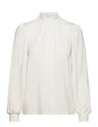 Slfsaya Ls High Neck Top Tops Blouses Long-sleeved White Selected