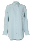 Slfmaddie Ls Striped Tencel Shirt B Tops Shirts Long-sleeved Blue Sele...