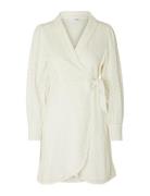Slfanelli Ls Short Wrap Dress B Kort Kjole White Selected