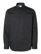 Slhslim-Performance Shirt Ls Noos Tops Shirts Business Black Selected