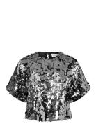Slftana 3/4 Sequins Top B Tops Blouses Short-sleeved Silver Selected